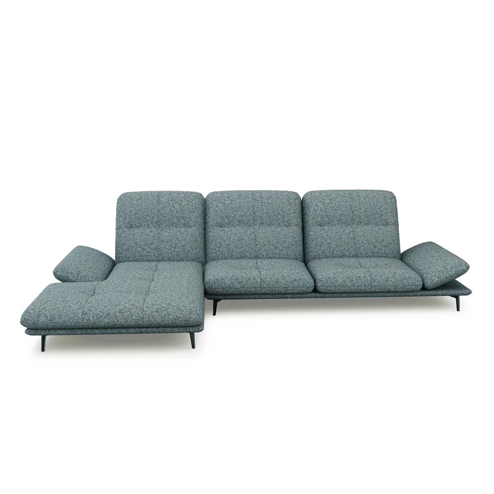 VERZE – Fabric / Leather L-Shaped Sofa with Adjustable Backrest & Armrest