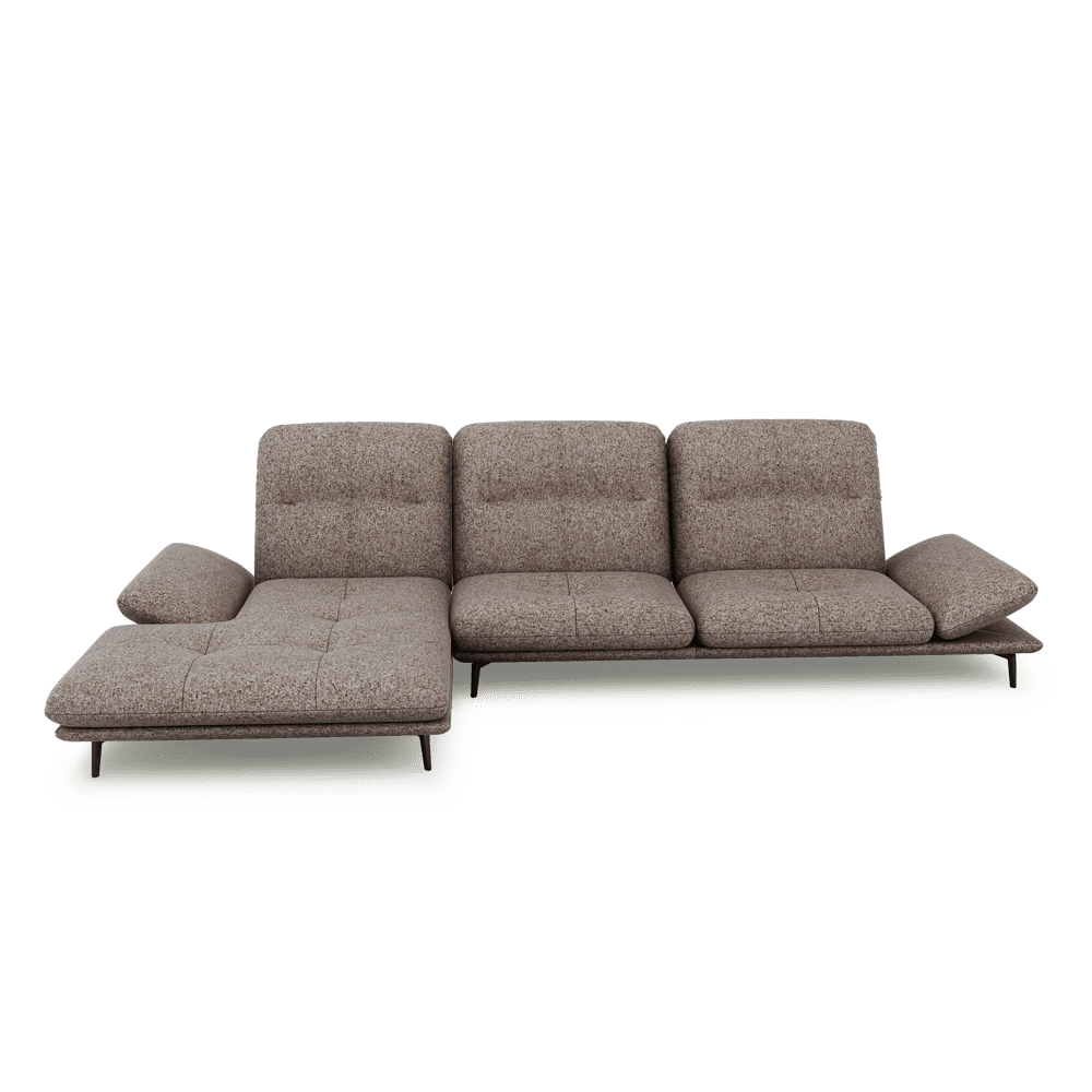 VERZE – Fabric / Leather L-Shaped Sofa with Adjustable Backrest & Armrest