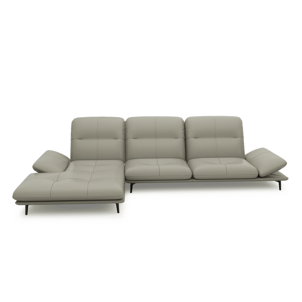VERZE – Fabric / Leather L-Shaped Sofa with Adjustable Backrest & Armrest