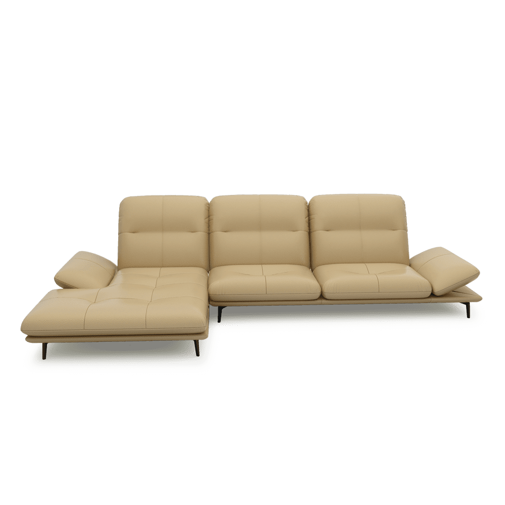 VERZE – Fabric / Leather L-Shaped Sofa with Adjustable Backrest & Armrest