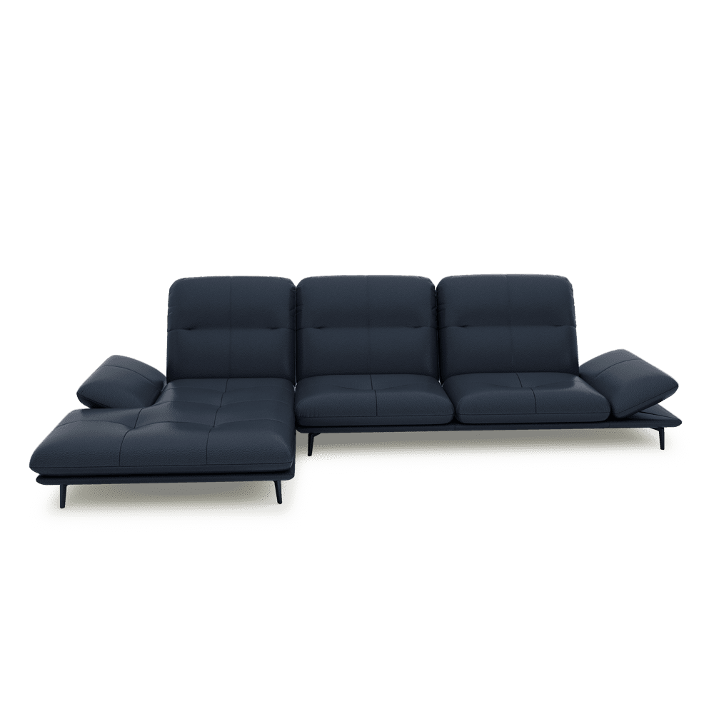 VERZE – Fabric / Leather L-Shaped Sofa with Adjustable Backrest & Armrest