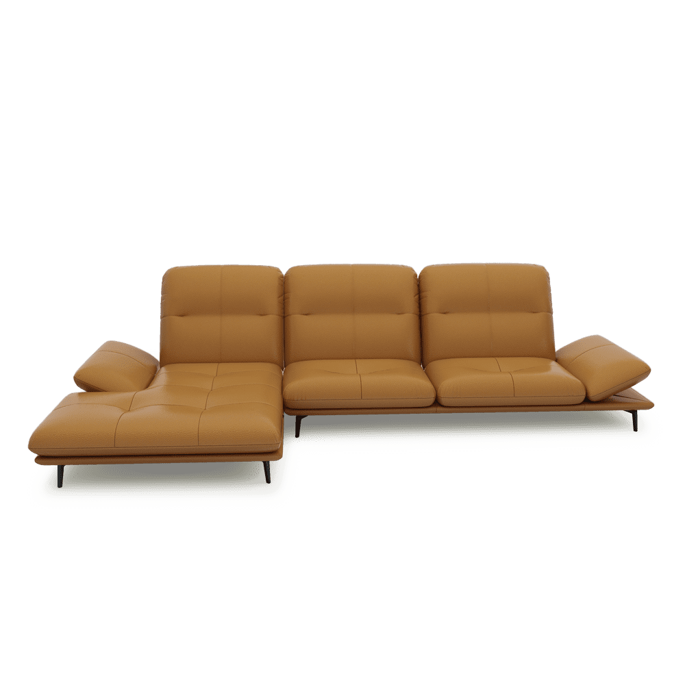 VERZE – Fabric / Leather L-Shaped Sofa with Adjustable Backrest & Armrest