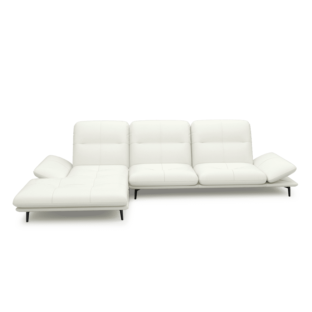 VERZE – Fabric / Leather L-Shaped Sofa with Adjustable Backrest & Armrest