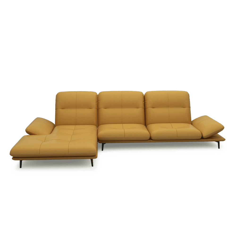 VERZE – Fabric / Leather L-Shaped Sofa with Adjustable Backrest & Armrest
