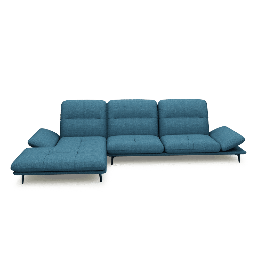 VERZE – Fabric / Leather L-Shaped Sofa with Adjustable Backrest & Armrest