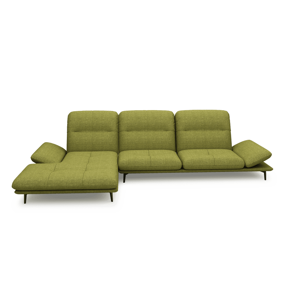 VERZE – Fabric / Leather L-Shaped Sofa with Adjustable Backrest & Armrest