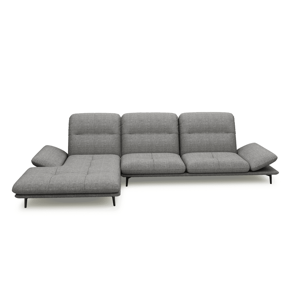 VERZE – Fabric / Leather L-Shaped Sofa with Adjustable Backrest & Armrest