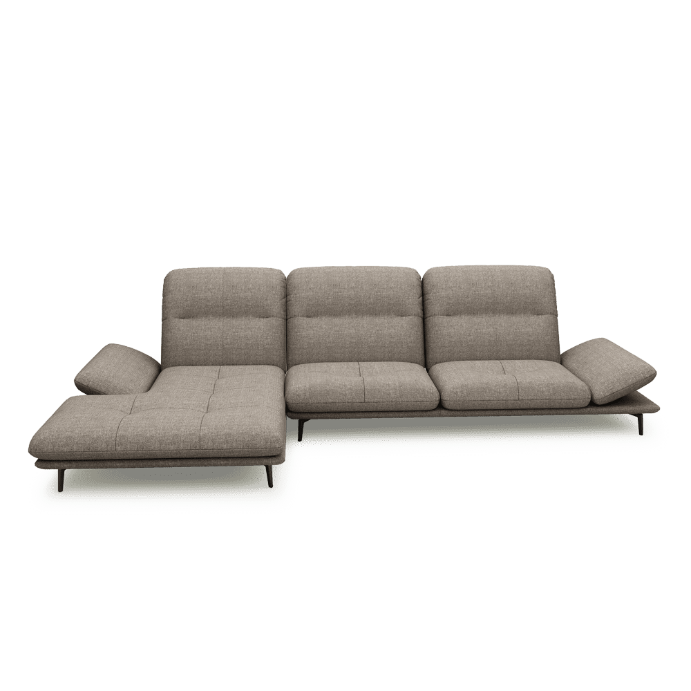 VERZE – Fabric / Leather L-Shaped Sofa with Adjustable Backrest & Armrest