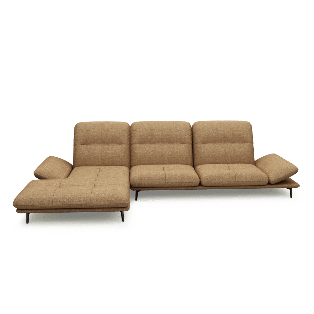 VERZE – Fabric / Leather L-Shaped Sofa with Adjustable Backrest & Armrest