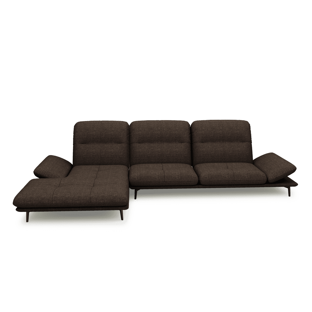 VERZE – Fabric / Leather L-Shaped Sofa with Adjustable Backrest & Armrest