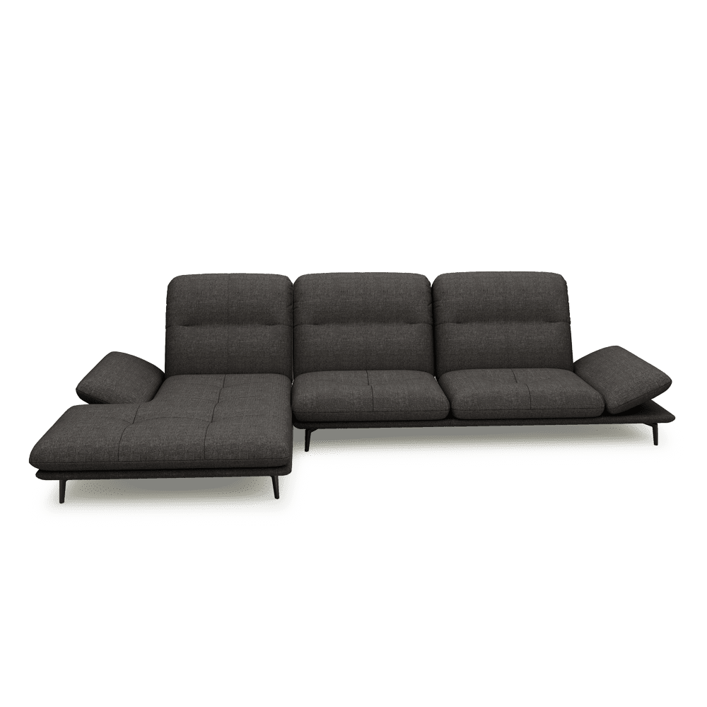 VERZE – Fabric / Leather L-Shaped Sofa with Adjustable Backrest & Armrest