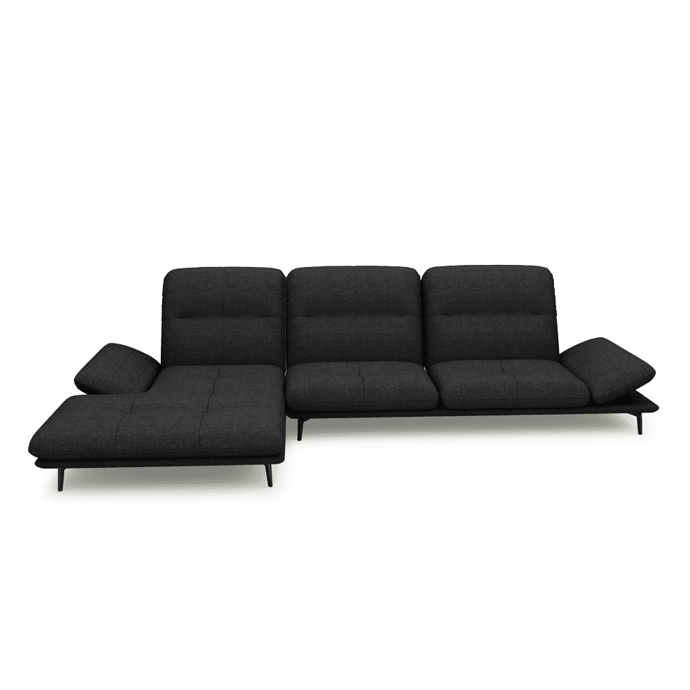 VERZE – Fabric / Leather L-Shaped Sofa with Adjustable Backrest & Armrest