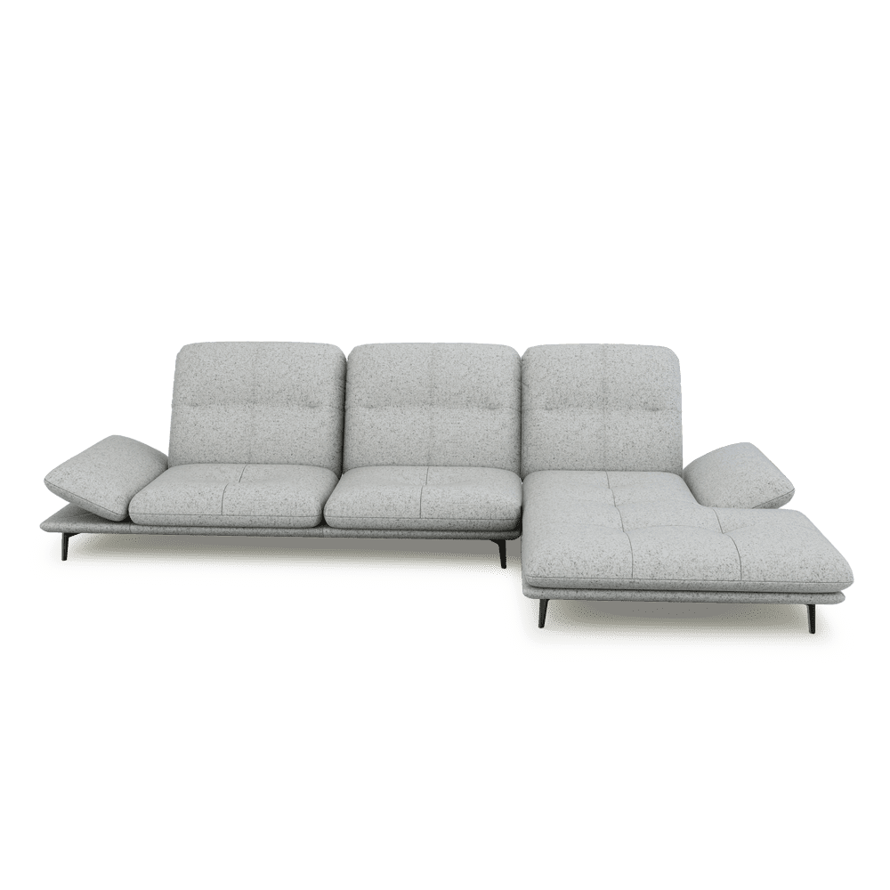 VERZE – Fabric / Leather L-Shaped Sofa with Adjustable Backrest & Armrest