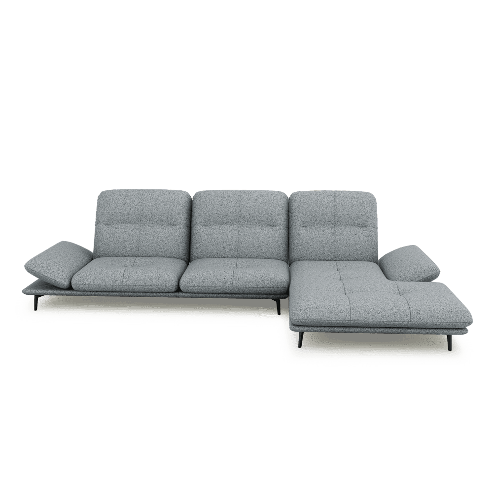 VERZE – Fabric / Leather L-Shaped Sofa with Adjustable Backrest & Armrest