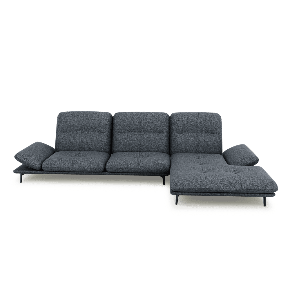 VERZE – Fabric / Leather L-Shaped Sofa with Adjustable Backrest & Armrest