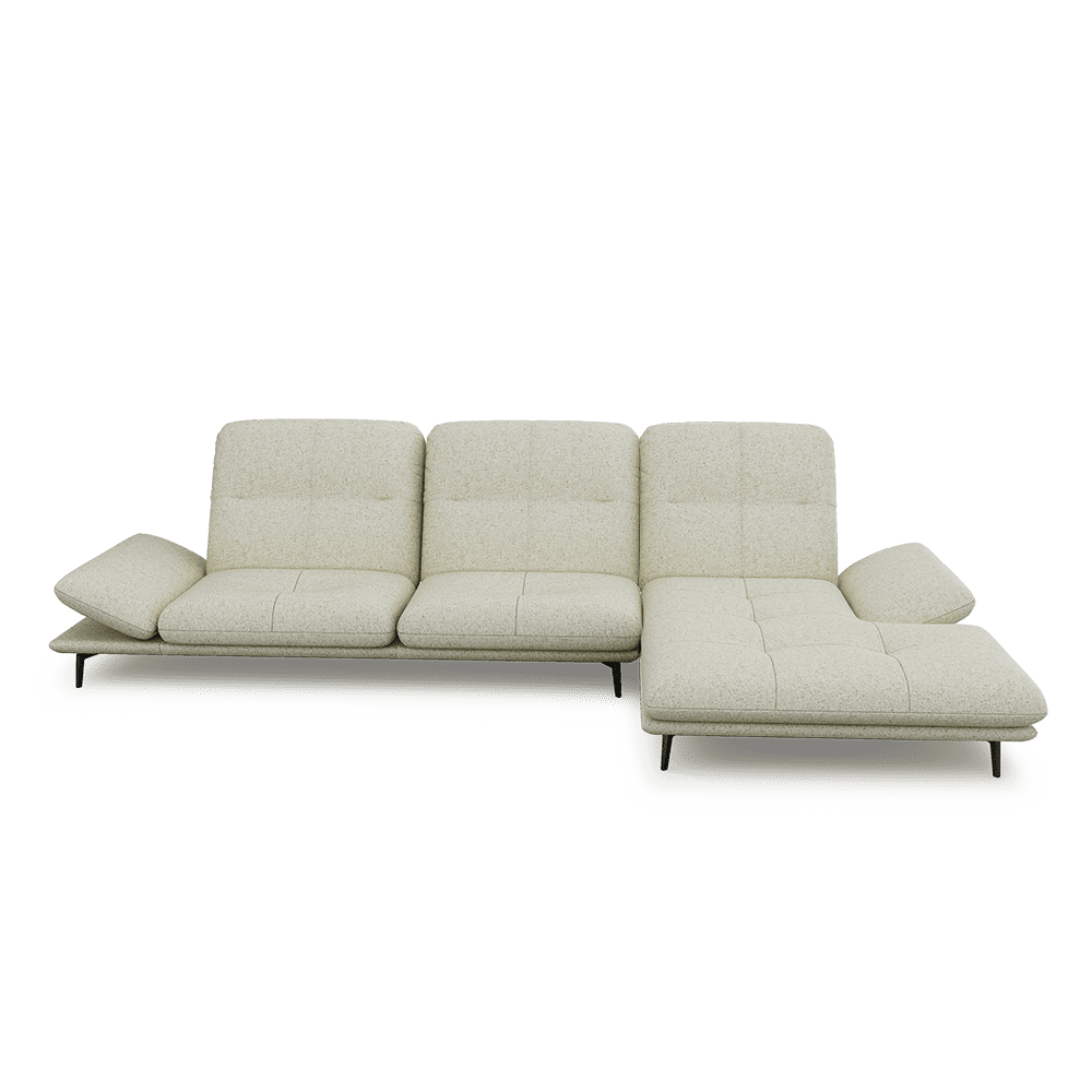 VERZE – Fabric / Leather L-Shaped Sofa with Adjustable Backrest & Armrest