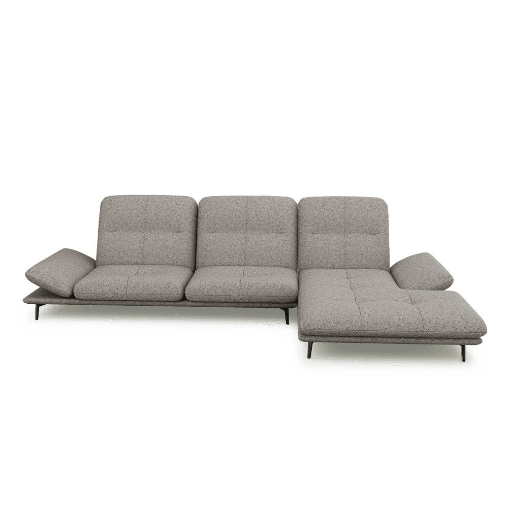 VERZE – Fabric / Leather L-Shaped Sofa with Adjustable Backrest & Armrest