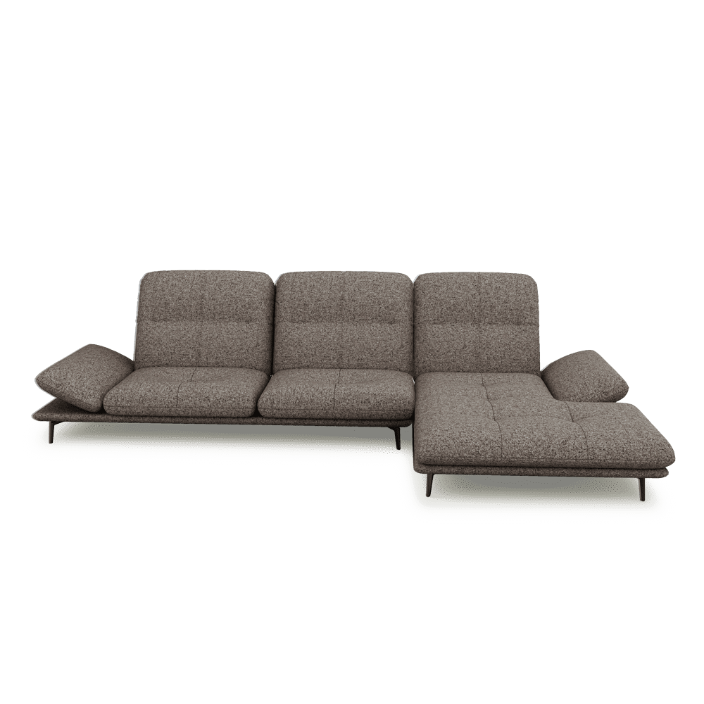 VERZE – Fabric / Leather L-Shaped Sofa with Adjustable Backrest & Armrest