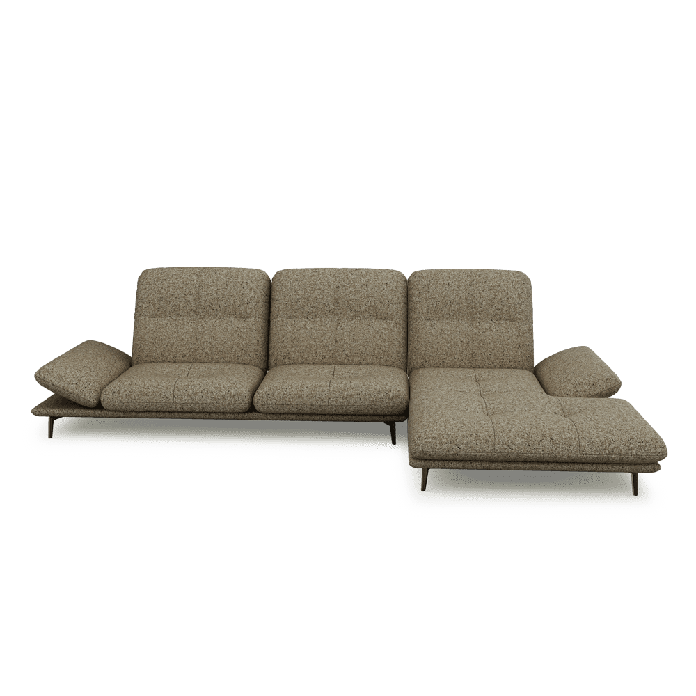 VERZE – Fabric / Leather L-Shaped Sofa with Adjustable Backrest & Armrest