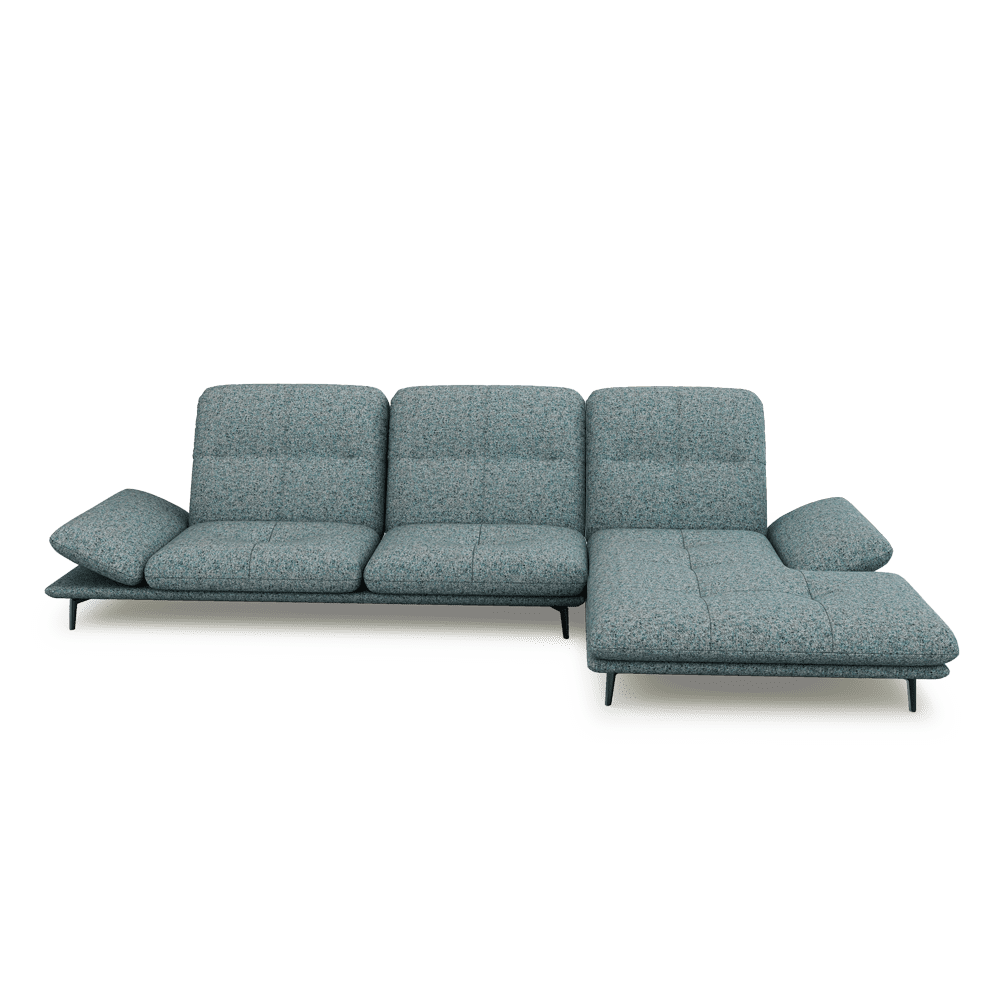 VERZE – Fabric / Leather L-Shaped Sofa with Adjustable Backrest & Armrest