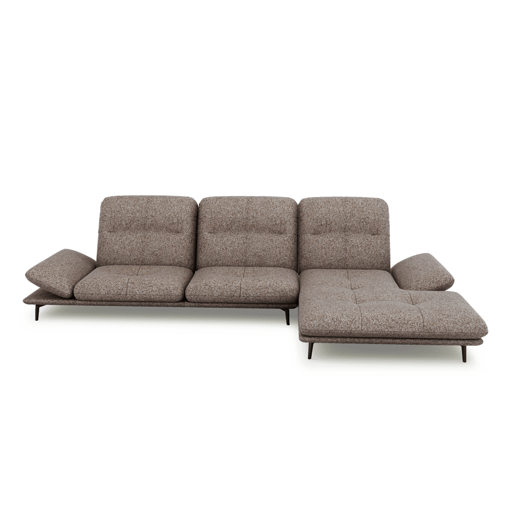VERZE – Fabric / Leather L-Shaped Sofa with Adjustable Backrest & Armrest