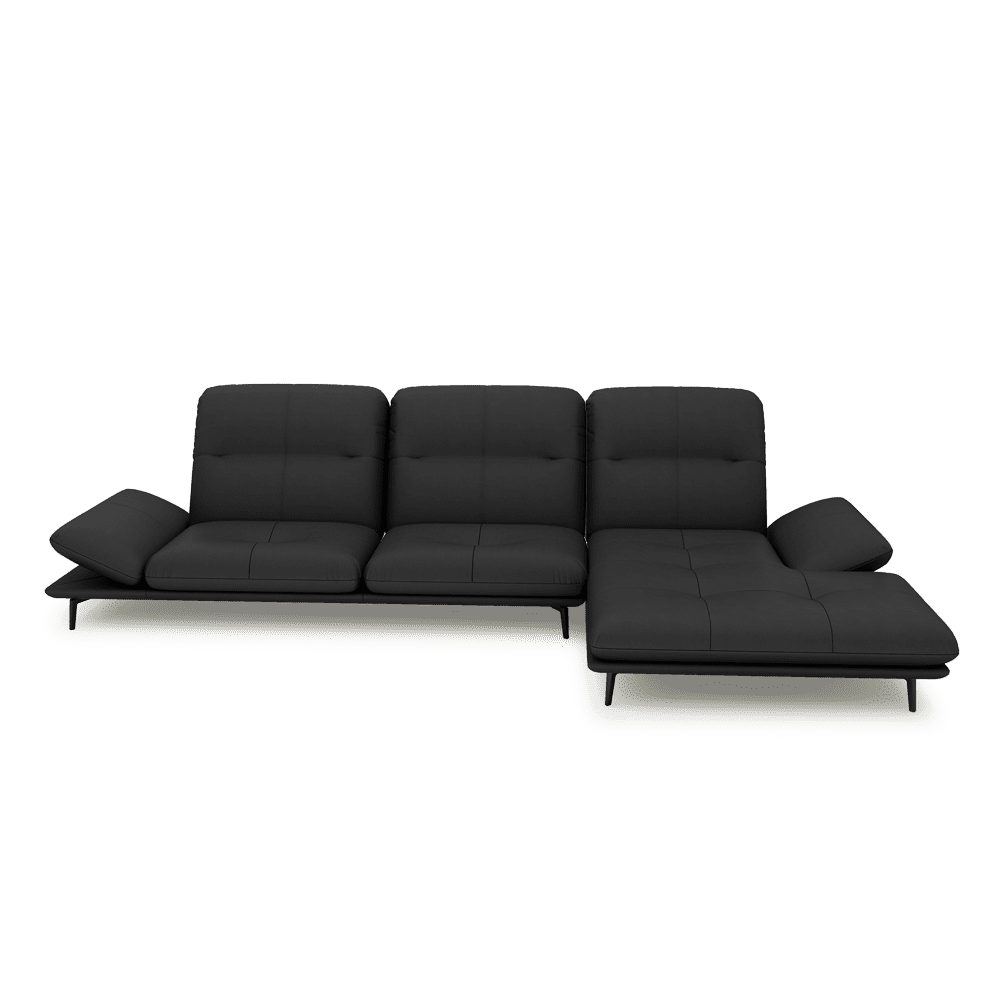 VERZE – Fabric / Leather L-Shaped Sofa with Adjustable Backrest & Armrest
