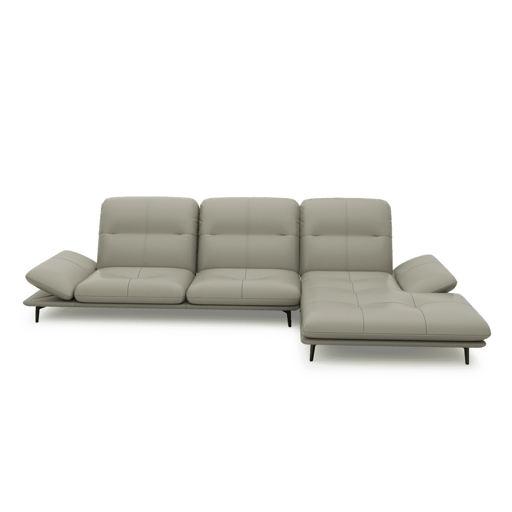 VERZE – Fabric / Leather L-Shaped Sofa with Adjustable Backrest & Armrest