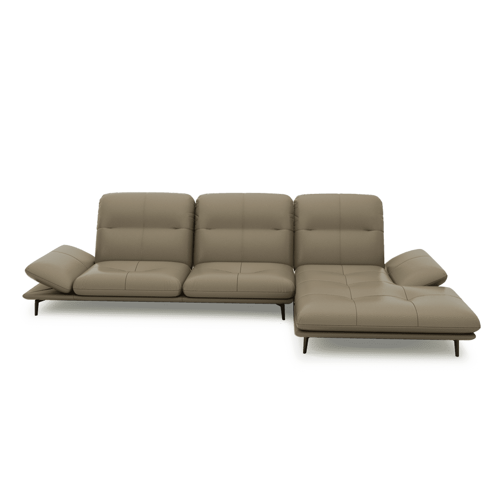 VERZE – Fabric / Leather L-Shaped Sofa with Adjustable Backrest & Armrest