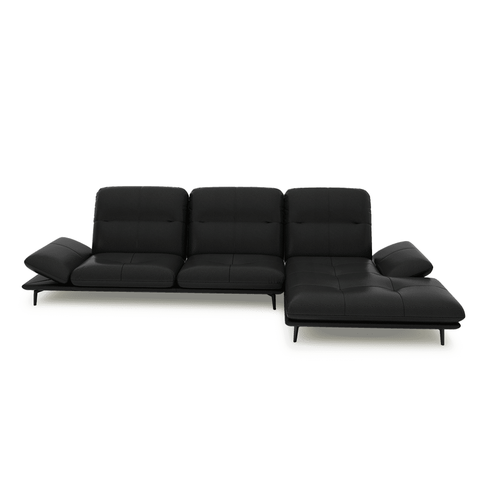 VERZE – Fabric / Leather L-Shaped Sofa with Adjustable Backrest & Armrest