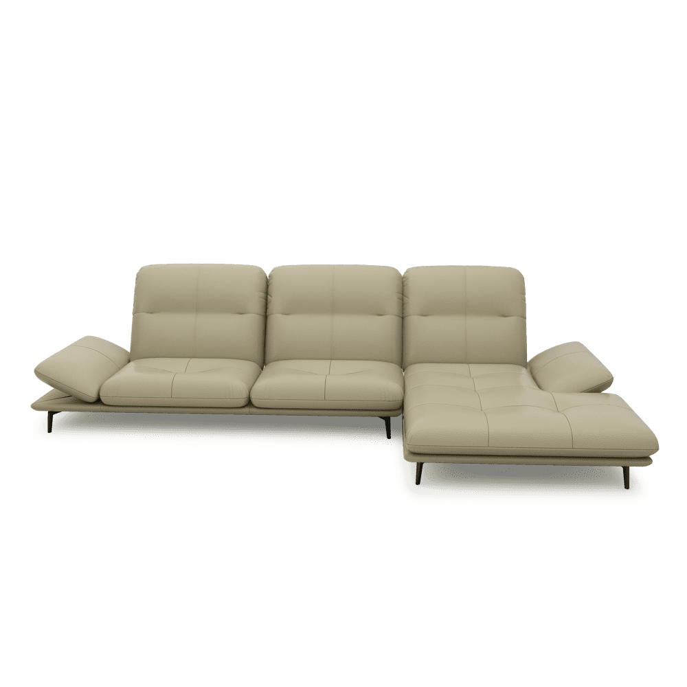 VERZE – Fabric / Leather L-Shaped Sofa with Adjustable Backrest & Armrest