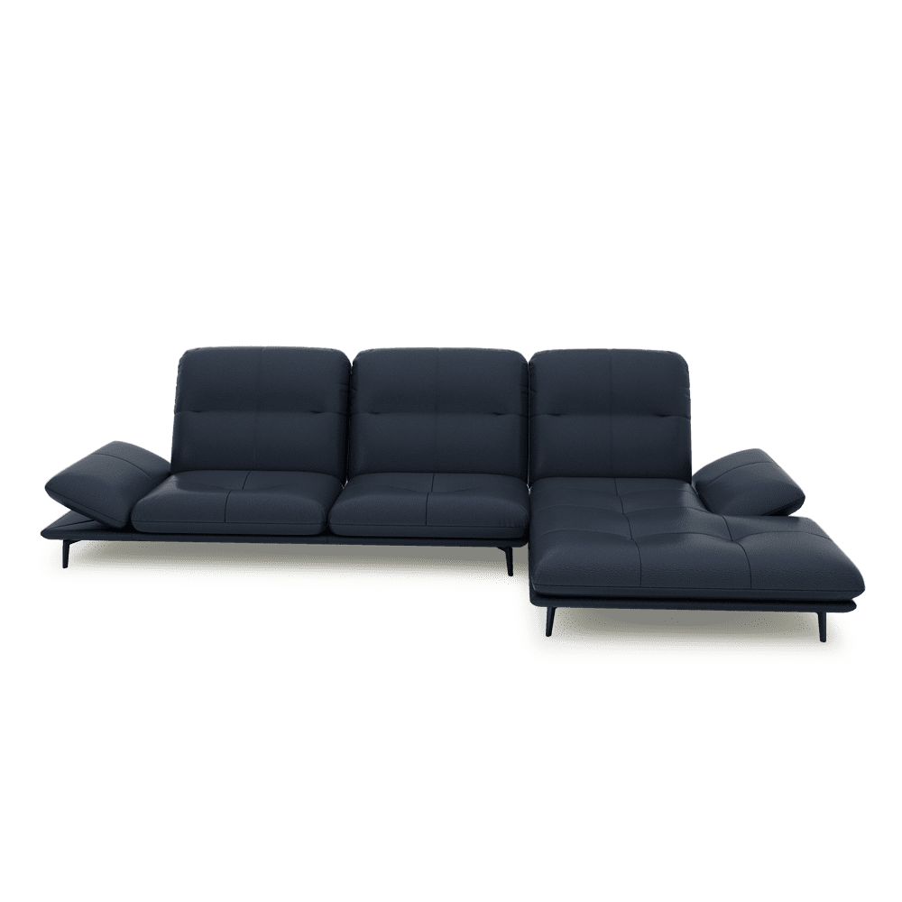 VERZE – Fabric / Leather L-Shaped Sofa with Adjustable Backrest & Armrest