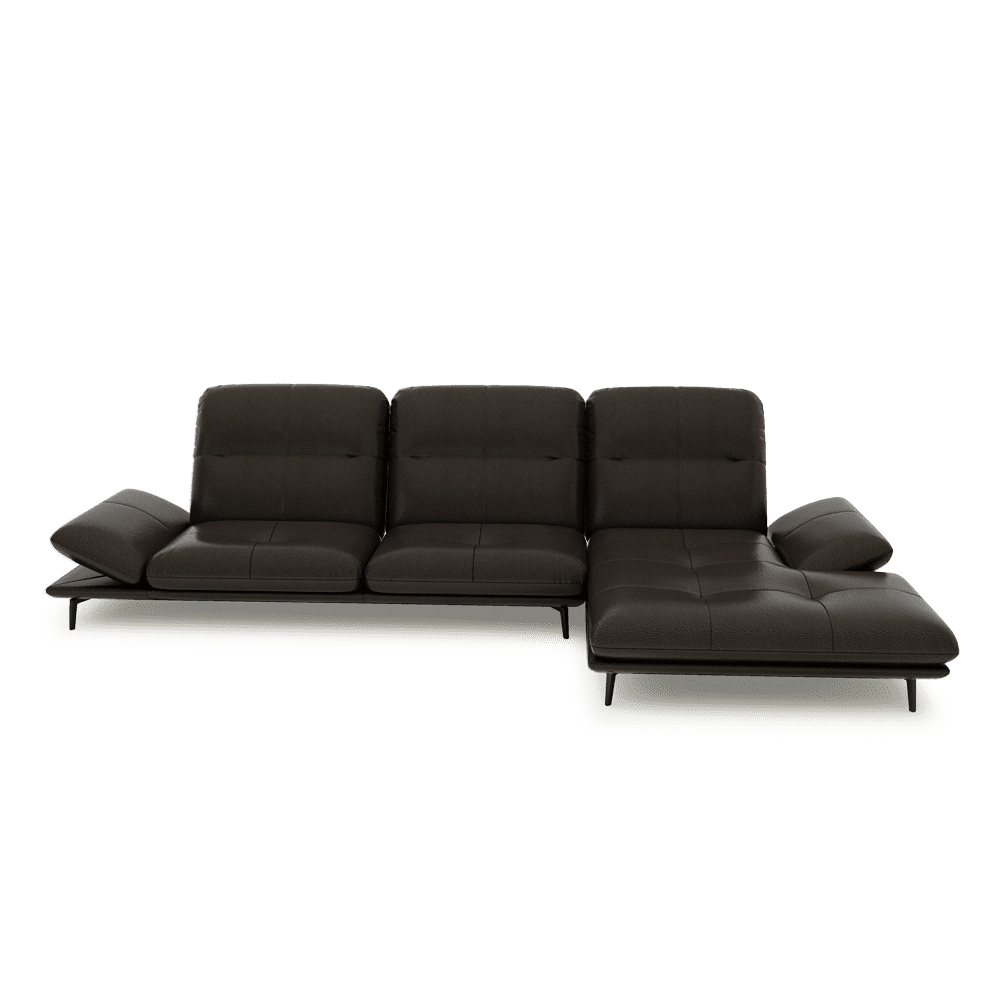 VERZE – Fabric / Leather L-Shaped Sofa with Adjustable Backrest & Armrest