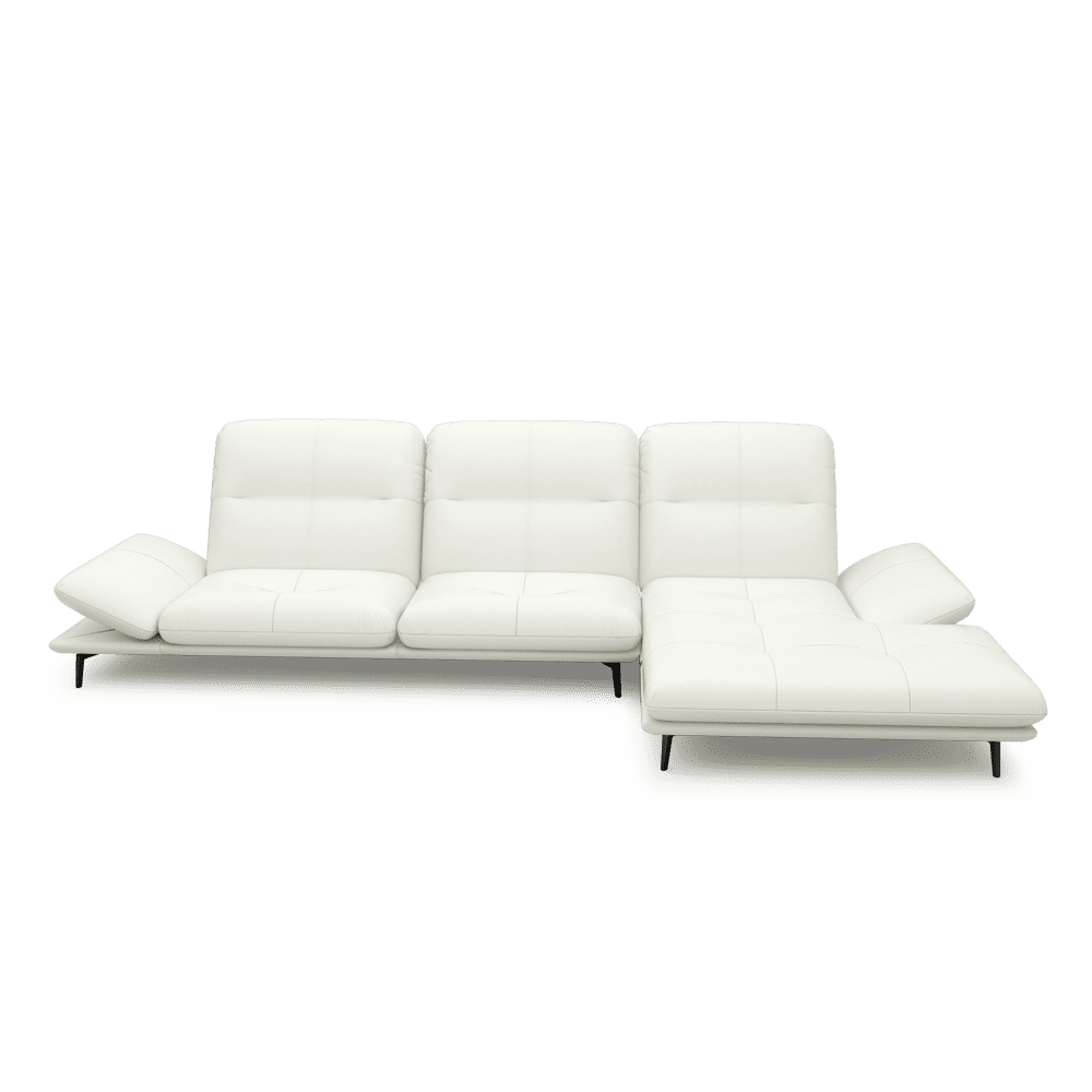 VERZE – Fabric / Leather L-Shaped Sofa with Adjustable Backrest & Armrest