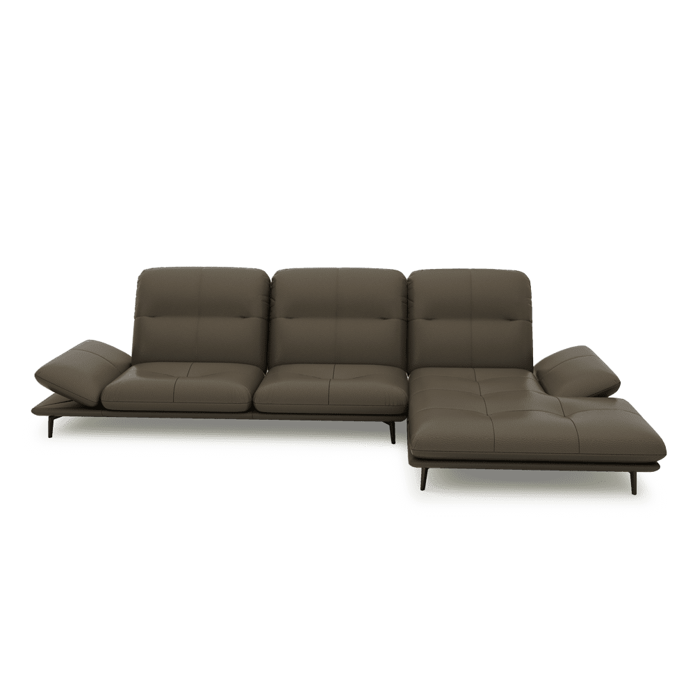 VERZE – Fabric / Leather L-Shaped Sofa with Adjustable Backrest & Armrest