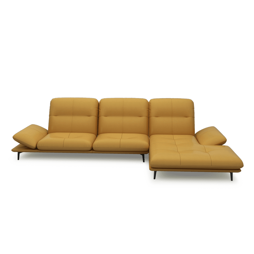 VERZE – Fabric / Leather L-Shaped Sofa with Adjustable Backrest & Armrest