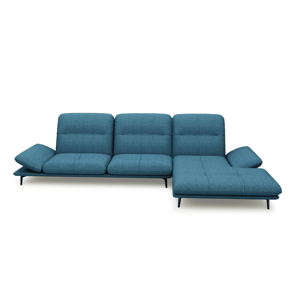 VERZE – Fabric / Leather L-Shaped Sofa with Adjustable Backrest & Armrest