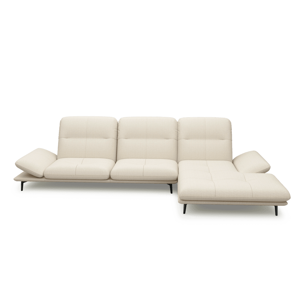 VERZE – Fabric / Leather L-Shaped Sofa with Adjustable Backrest & Armrest