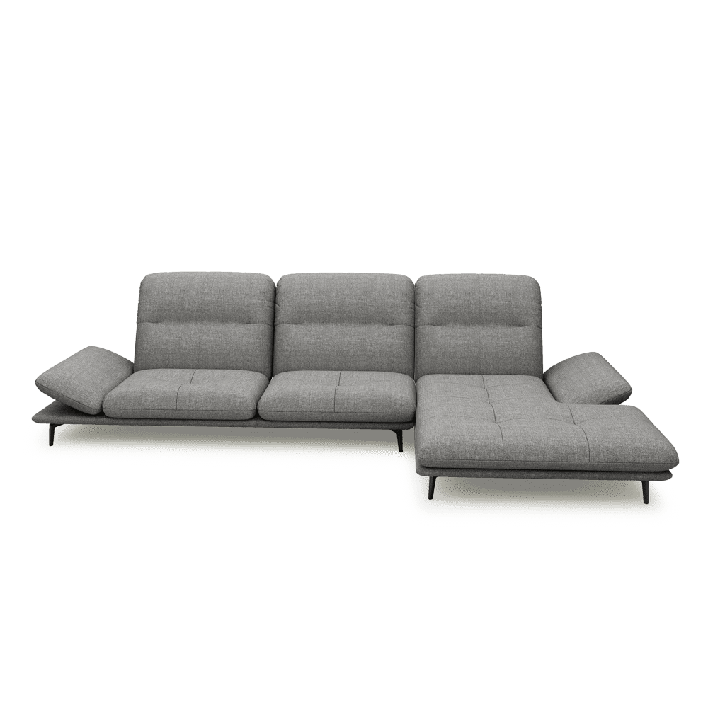 VERZE – Fabric / Leather L-Shaped Sofa with Adjustable Backrest & Armrest