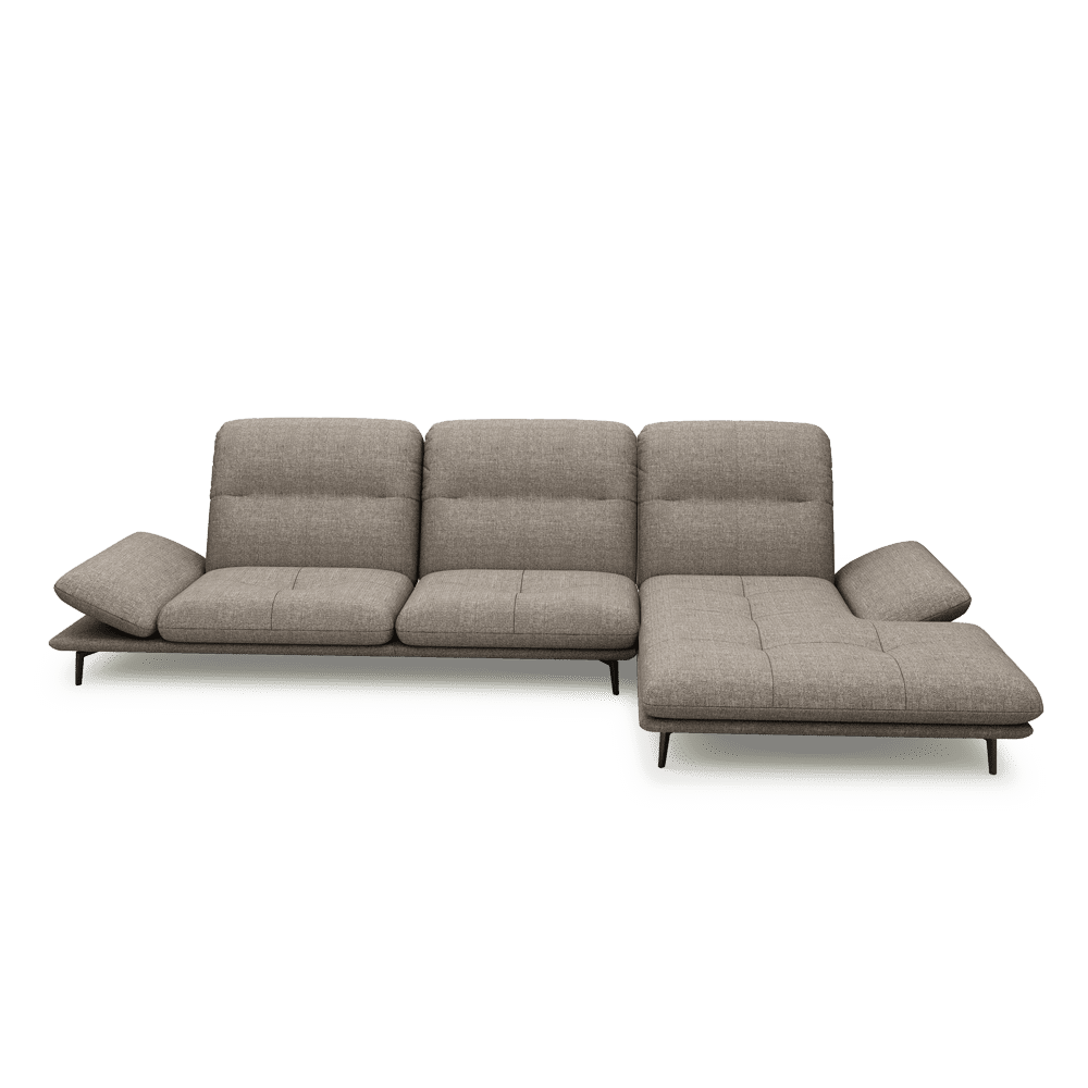 VERZE – Fabric / Leather L-Shaped Sofa with Adjustable Backrest & Armrest