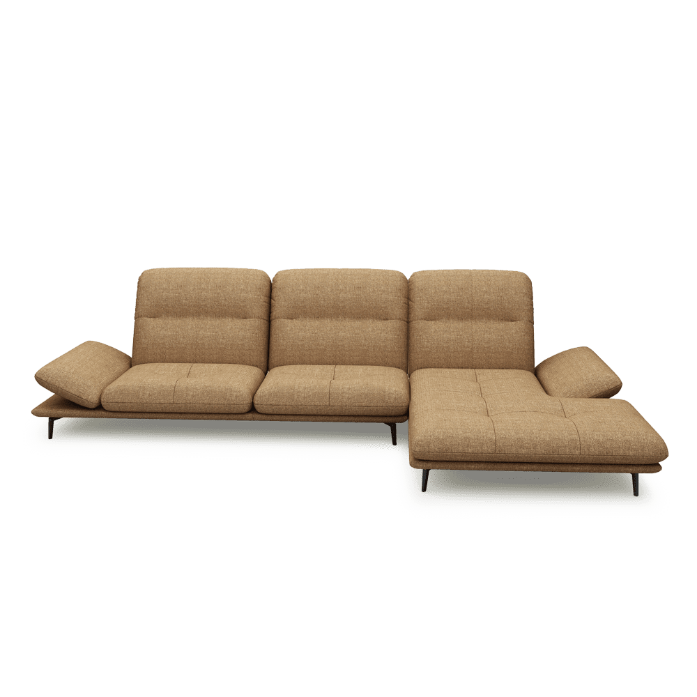 VERZE – Fabric / Leather L-Shaped Sofa with Adjustable Backrest & Armrest