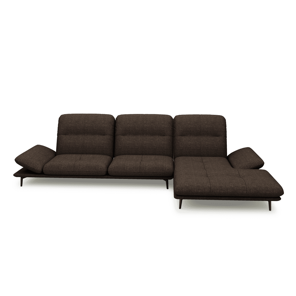 VERZE – Fabric / Leather L-Shaped Sofa with Adjustable Backrest & Armrest