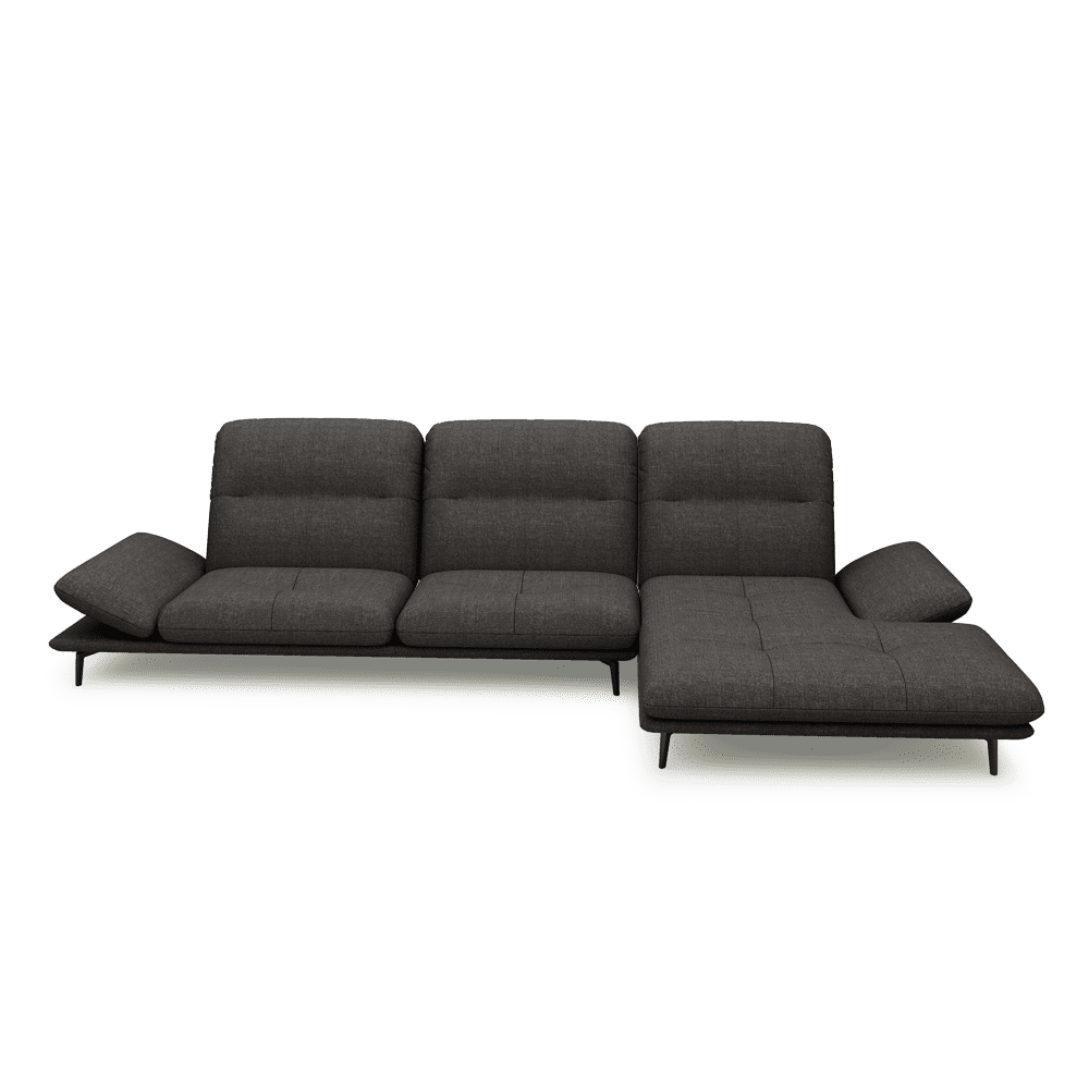 VERZE – Fabric / Leather L-Shaped Sofa with Adjustable Backrest & Armrest