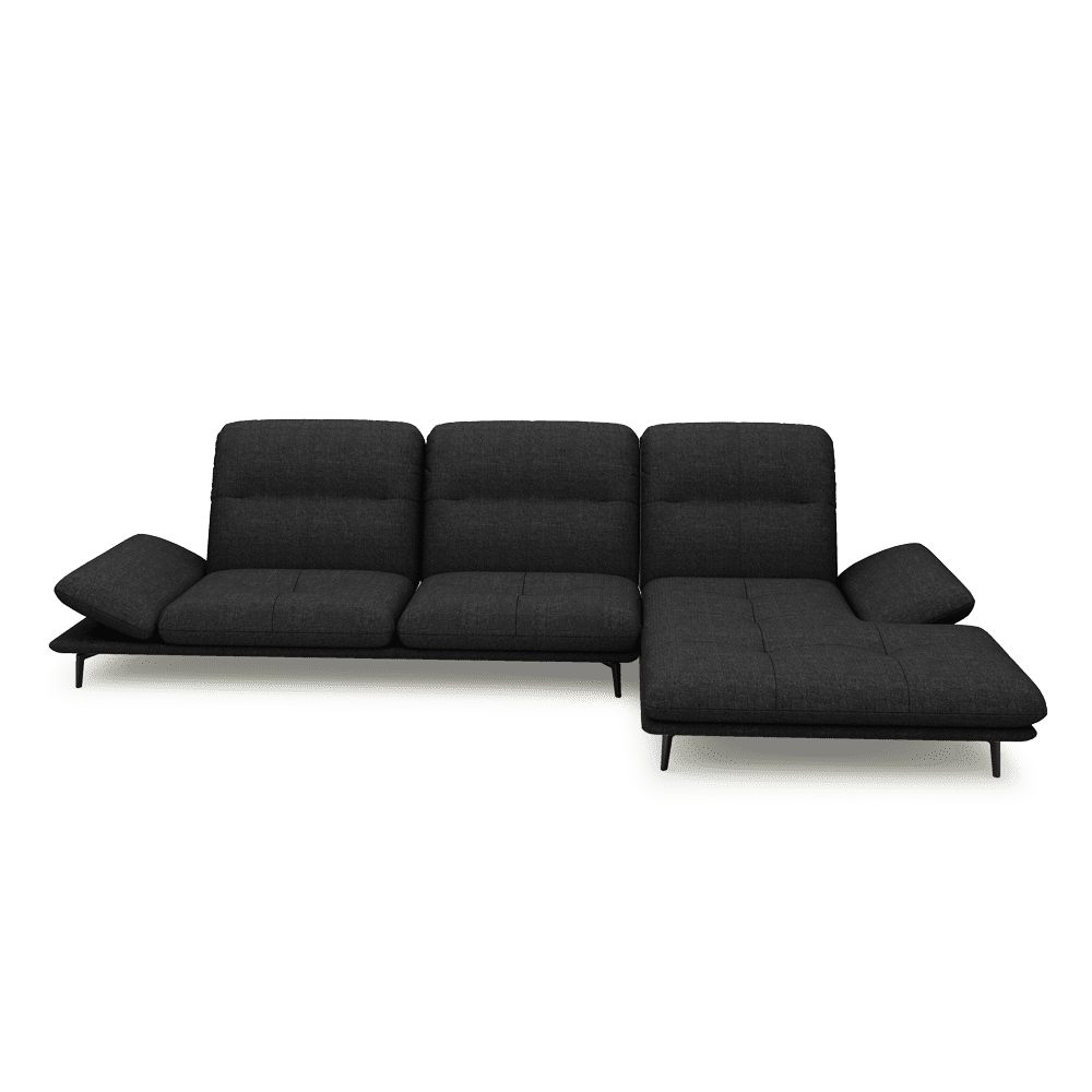VERZE – Fabric / Leather L-Shaped Sofa with Adjustable Backrest & Armrest