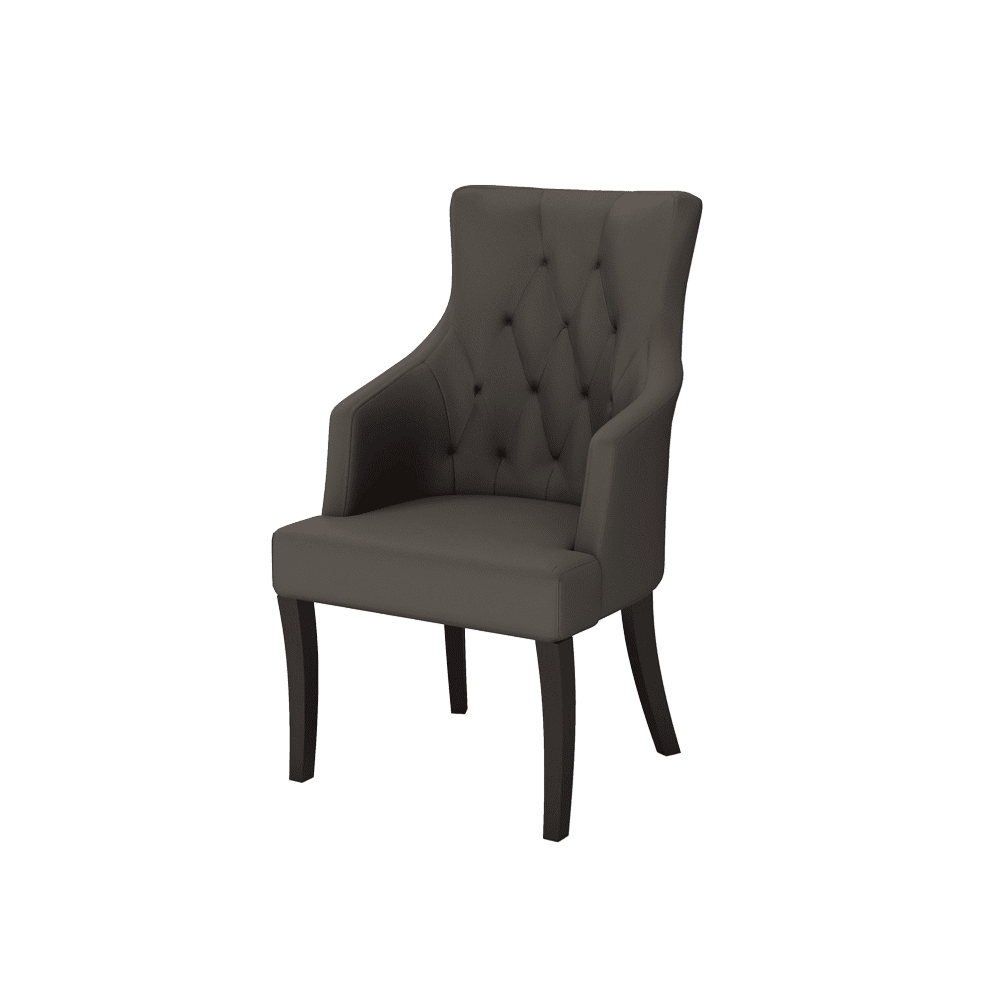 THEA- Fabric / PU / Leather Elegant High Back Tufted Dining Chair with Armrest