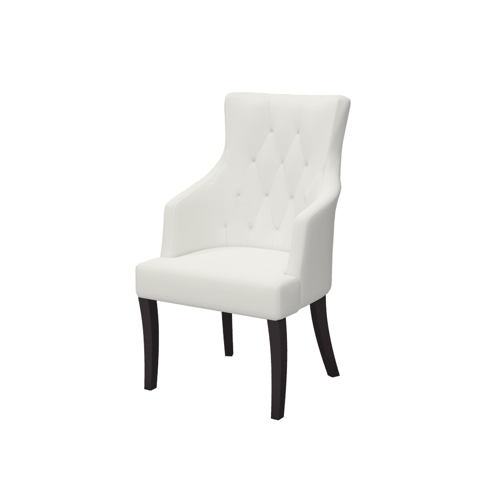 THEA- Fabric / PU / Leather Elegant High Back Tufted Dining Chair with Armrest
