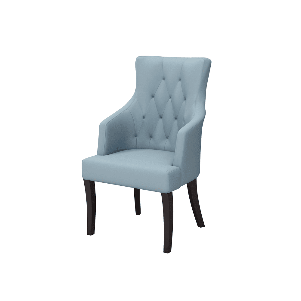THEA- Fabric / PU / Leather Elegant High Back Tufted Dining Chair with Armrest