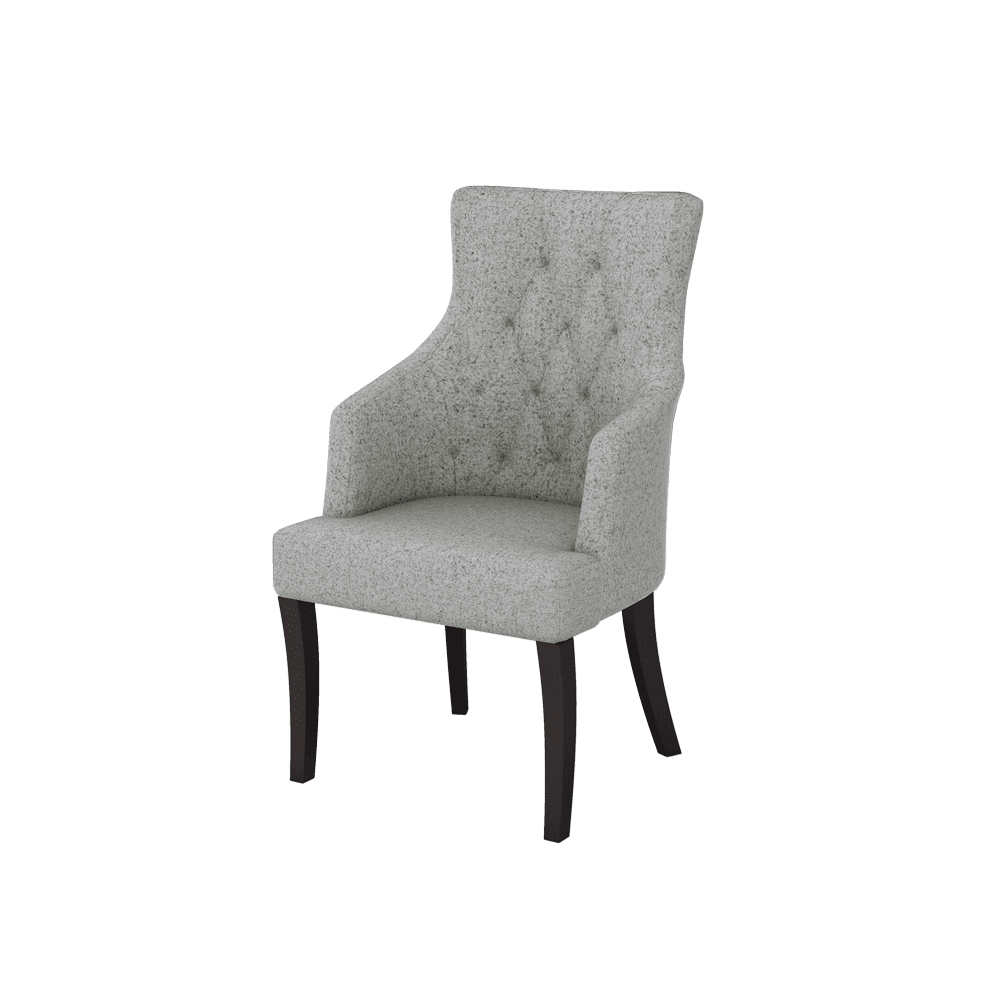 THEA- Fabric / PU / Leather Elegant High Back Tufted Dining Chair with Armrest