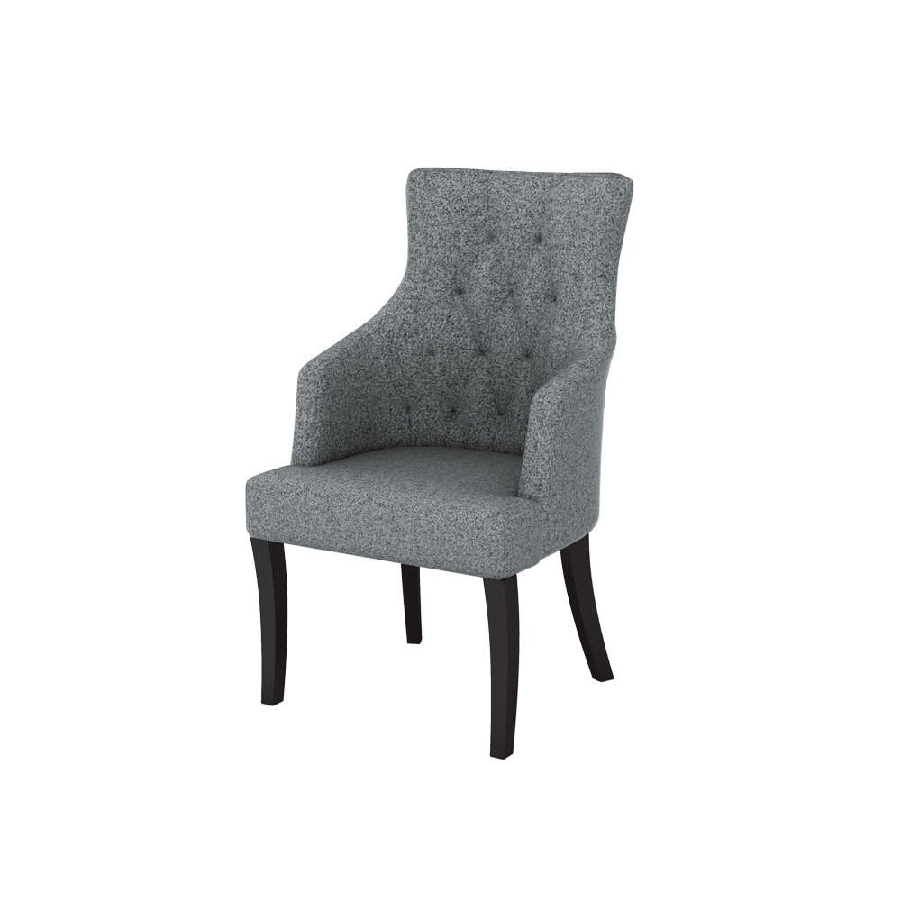 THEA- Fabric / PU / Leather Elegant High Back Tufted Dining Chair with Armrest