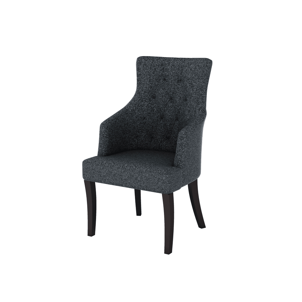 THEA- Fabric / PU / Leather Elegant High Back Tufted Dining Chair with Armrest