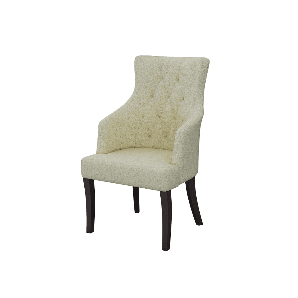 THEA- Fabric / PU / Leather Elegant High Back Tufted Dining Chair with Armrest